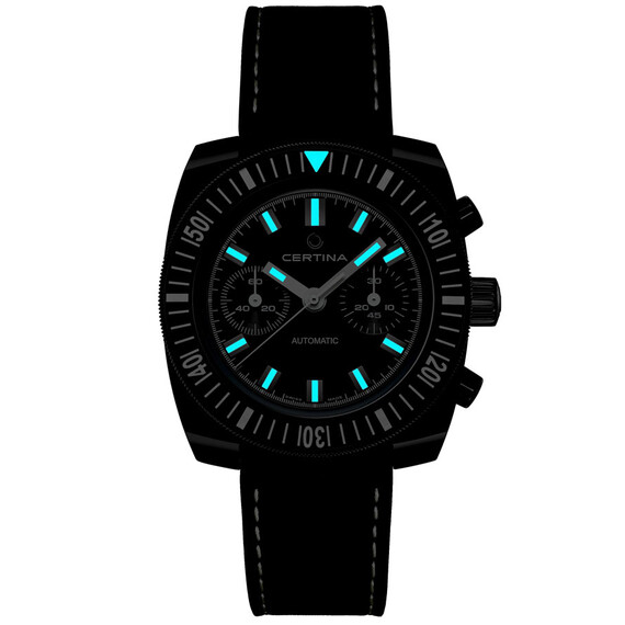 Podświetlenie tarczy w zegarku Certina DS Chronograph Automatic 1968 C040.462.36.041.00