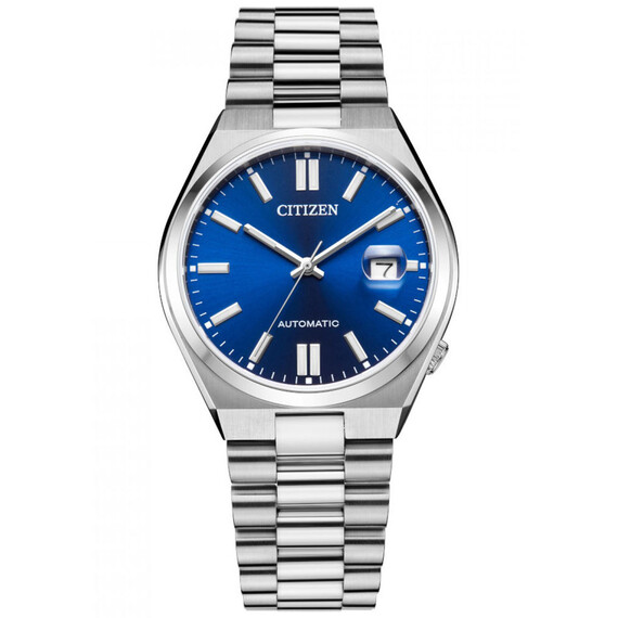 Zegarek automatyczny Citizen Mechanical NJ0150-81L z niebieską tarczą.