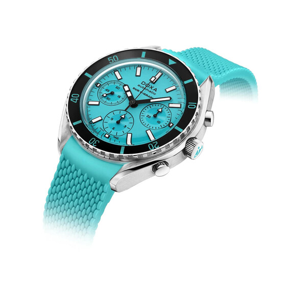 Zegarek nurkowy na turkusowym pasku gumowym DOXA