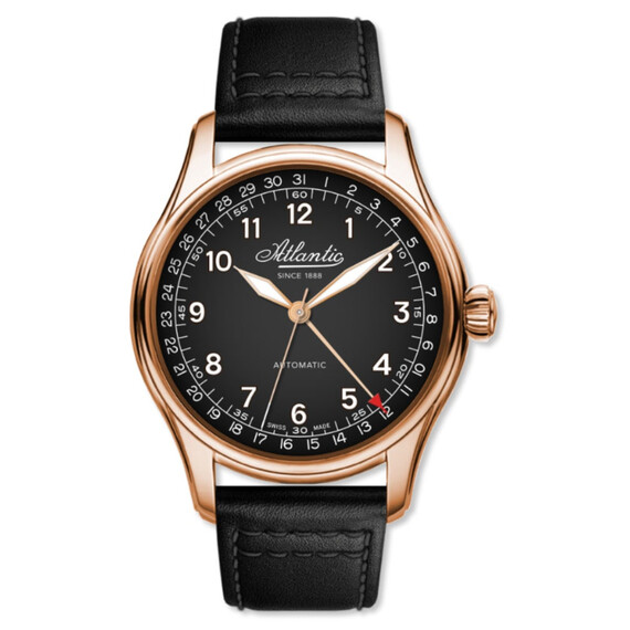 Pozłacany zegarek męski retro Atlantic Pointer Date