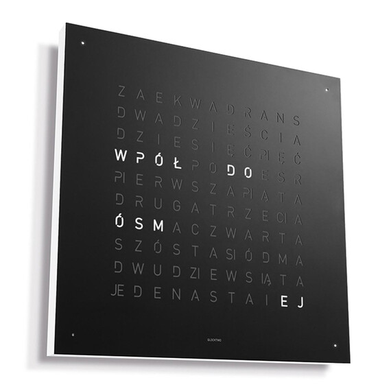 Zegar Qlocktwo Earth 45 Black Pepper w języku polskim