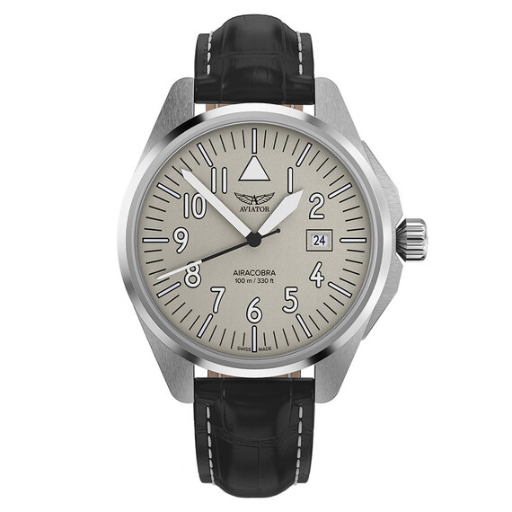 Męski zegarek Aviator na skórzanym pasku
