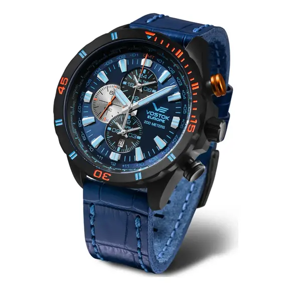 Zegarek chronograf z funkcją GMT Vostok Europe Almaz Dual Time