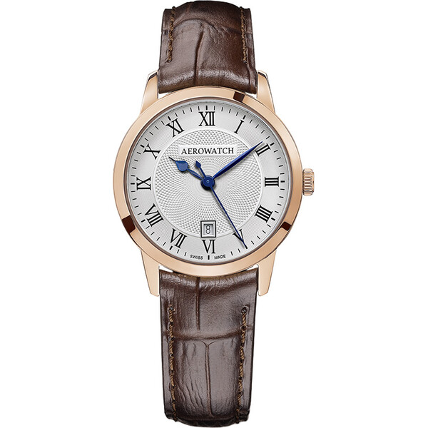 Aerowatch 49978 RO04 Les Grandes Classiques zegarek damski na brązowym pasku