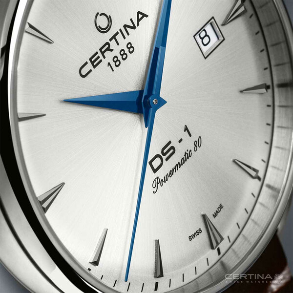 Piękna tarcza zegarka Certina DS 1 Powermatic 80 C029.807.11.031.02
