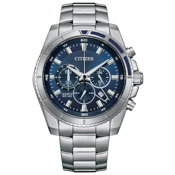 Sportowy zegarek Citizen AN8201-57L z niebieską tarczą