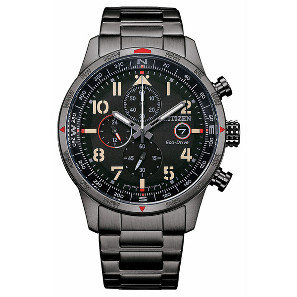 Czarny zegarek typu pilot z chronografem Citizen