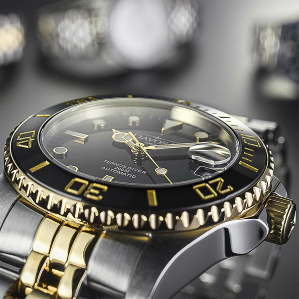Elementy złocone w zegarku Davosa Ternos Medium Automatic 166.197.05