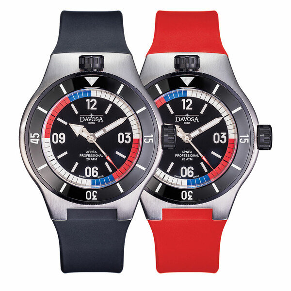 Zegarek Davosa Apnea Diver Automatic 161.568.55 na czerwonym pasku gumowym