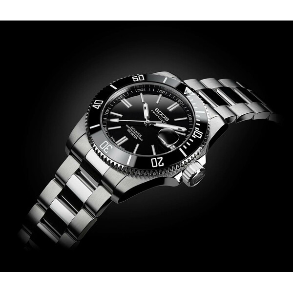 Ceramiczny czarny pierścień nurkowy w zegarku Epos Sportive Diver 3504.131.20.15.30
