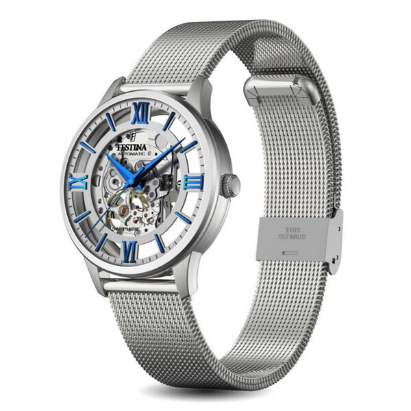 Festina Automatic Skeleton Gents F20534/1 zegarek męski na bransolecie mesh.