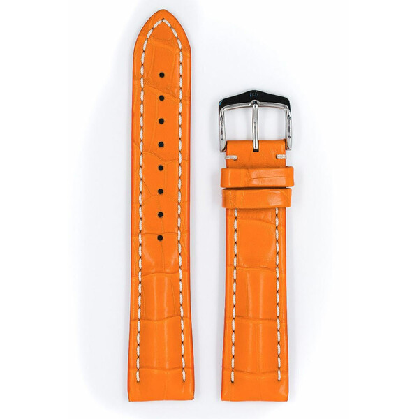 Pasek do zegarka z aligatora Hirsch Capitano kolor pomarańczowy