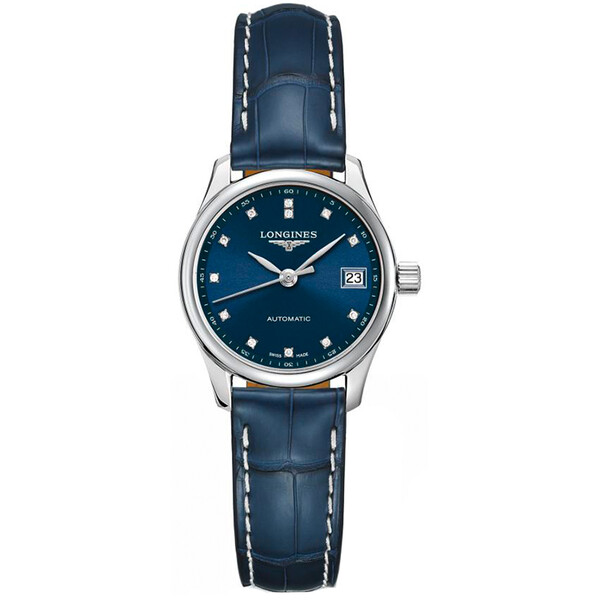 Longines L2.128.4.97.0 Master Collection zegarek z diamentami na niebieskiej tarczy