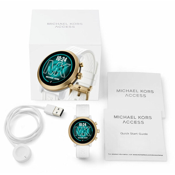 Michael Kors Access MKGO MKT5071 Smartwatch zestaw pudełko z ładowarką indukcyjną.