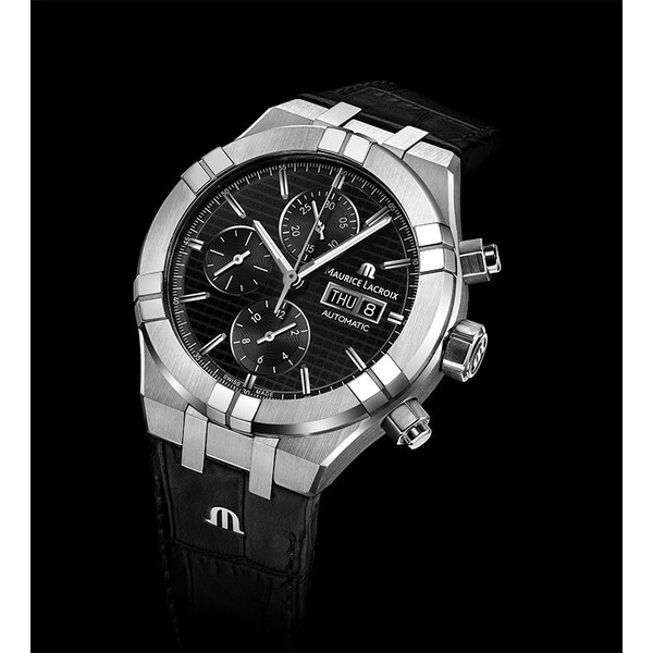 Maurice Lacroix Aikon Automatic Chronograph AI6038-SS001-330-1 zegarek z czarna tarczą