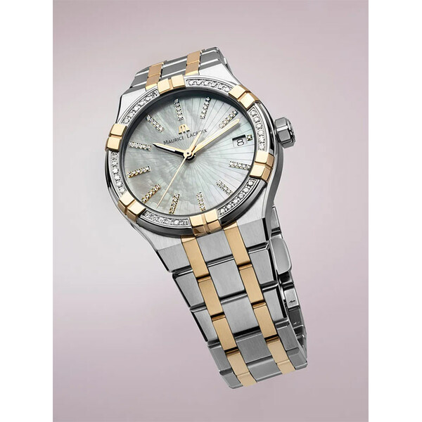 Zegarek z diamentami i masą perłową Maurice Lacroix Aikon.