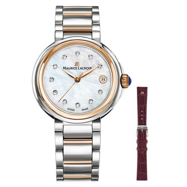 Maurice Lacroix Fiaba Date FA1007-PVP13-170-2 zegarek damski z diamentami i dodatkowym paskiem.