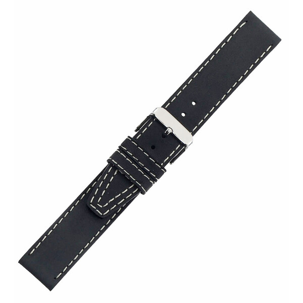 Pasek do zegarka Di-Modell Nevada czarny z białym szyciem