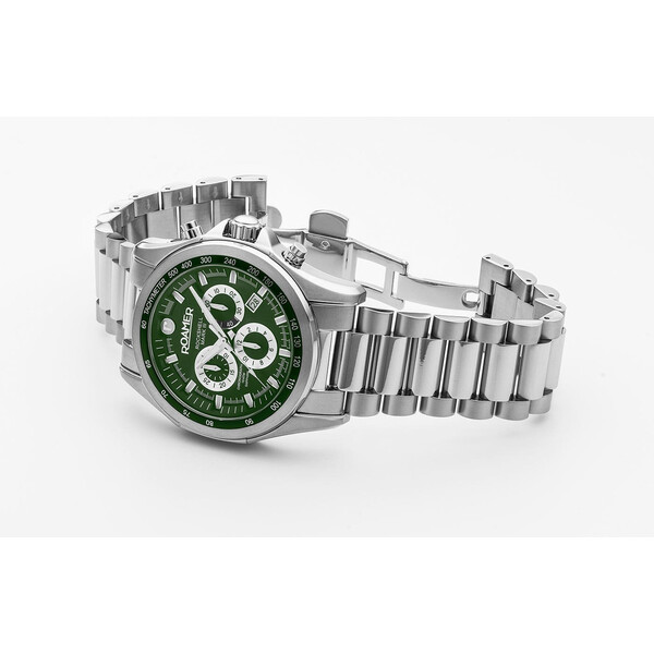 Męski zegarek chronograf z zieloną tarczą Roamer