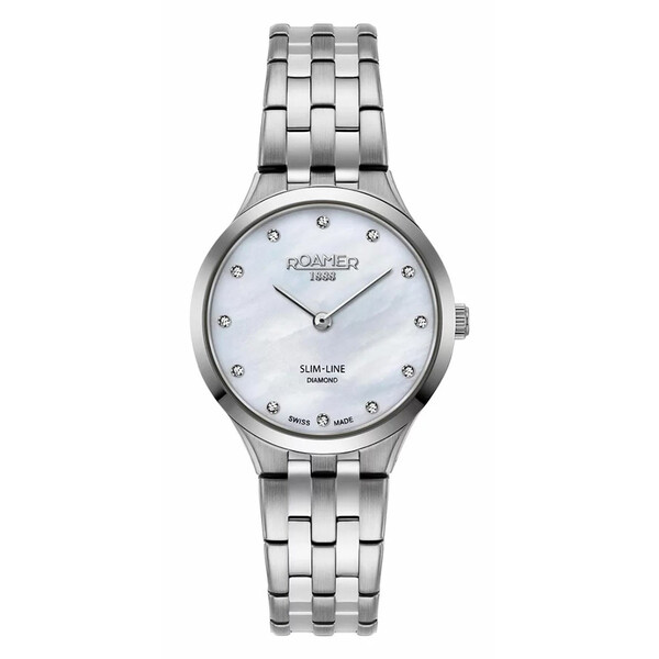 Roamer Slim-Line Diamond zegarek z diamentami i masą perłową.