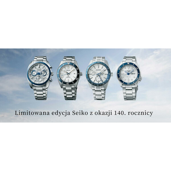 Zegarki Seiko z czterech, reprezentacyjnych kolekcji na cześć 140. rocznicy Seiko.