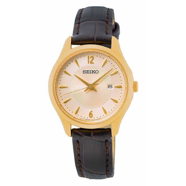 Seiko Classic Lady SUR478P1 pozłacany zegarek damski w stylu klasycznym.