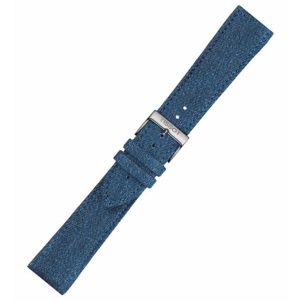 Jeansowy, materiałowy pasek Tissot T852.046.781 22 mm kolor niebieski