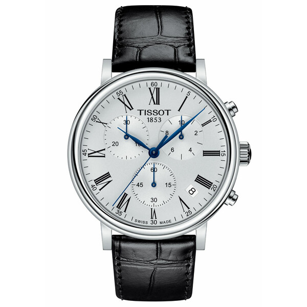 Elegancki zegarek Tissot Carson Premium Chronograph T122.417.16.033.00 z tarczą w kolorze srebrnym