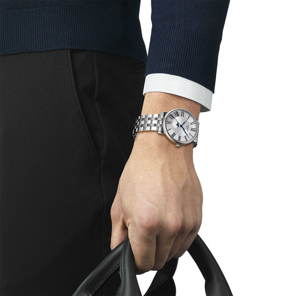 Klasyczny zegarek męski z fazami księżycowymi Tissot Carson Premium.