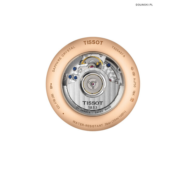 Złoty dekiel zegarka Tissot Excellence Automatic T926.407.76.041.00