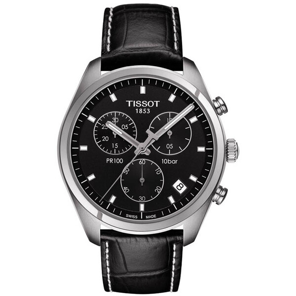 Czarny pasek przeznaczony do zegarków Tissot PR 100