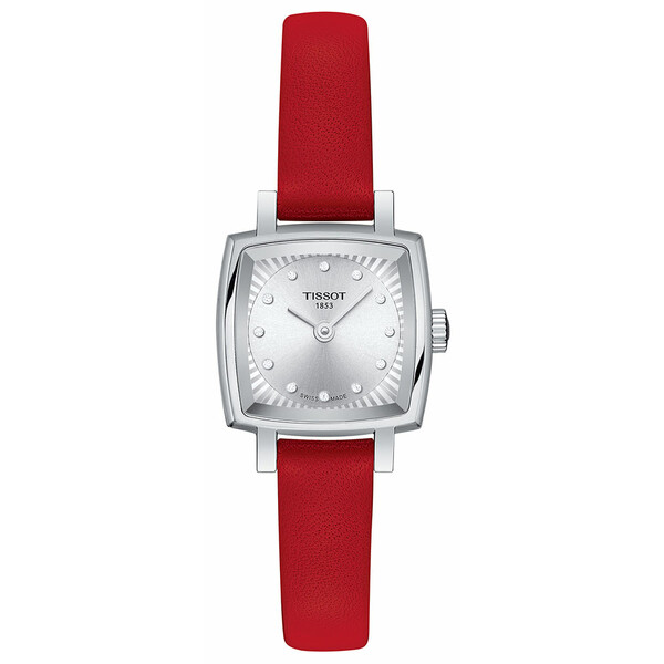 Zegarek damski na czerwonym pasku Tissot Lovely Square