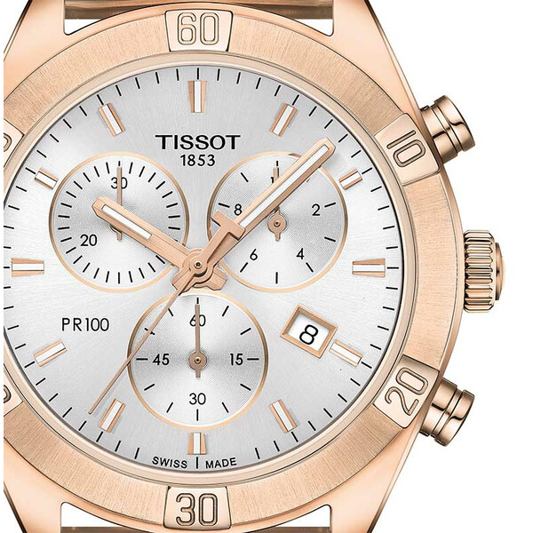 Tissot T101.917.33.031.00 PR 100 Sport Chic Lady Chrono zegarek damski z tarczą w kolorze srebrnym