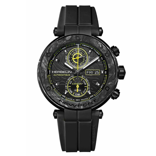 Limitowany czarny zegarek Herbelin Newport Carbon Titanium Automatic