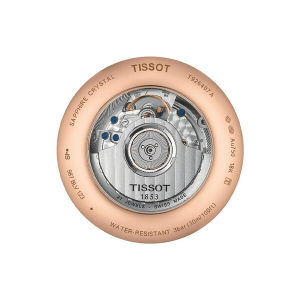 Złoty dekiel zegarka Tissot Excellence Automatic T926.407.76.041.00