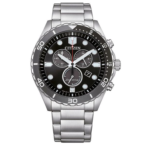 Zegarek nurkowy z chronografem Citizen Aqua, czarna tarcza