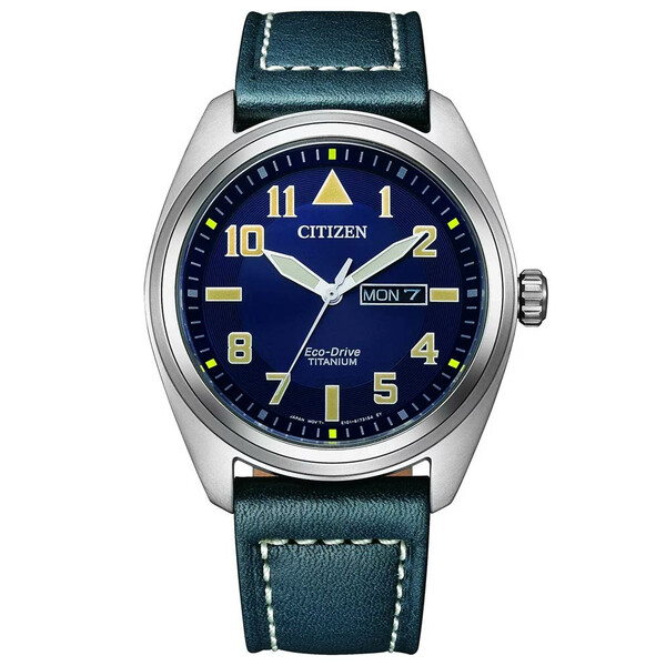 Tytanowy zegarek Citizen Military BM8560-45LE z niebieską tarczą