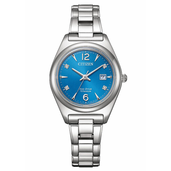 Zegarek damski Citizen Super Titanium EW2601-81L z niebieską tarczą