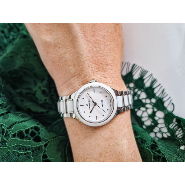 Continental 12207-LT317737 zegarek damski z ceramiką w kolorze białym