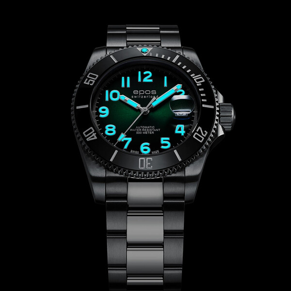 Podświetlenie zegarka Epos Sportive Diver Titanium 3504.131.80.33.90