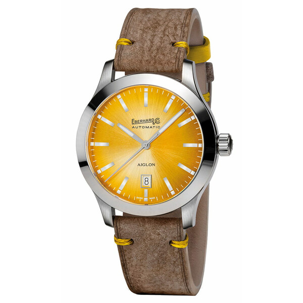 Męski zegarek na brązowym pasku Eberhard Aiglon Colors