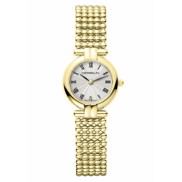 Herbelin Perles pozłacany zegarek damski na stalowej bransoletce