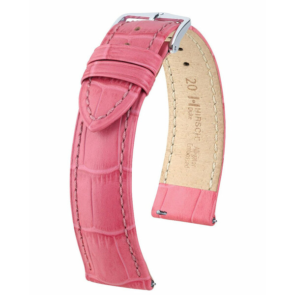 Elegancki pasek do zegarka Hirsch Duke kolor różowy, pink