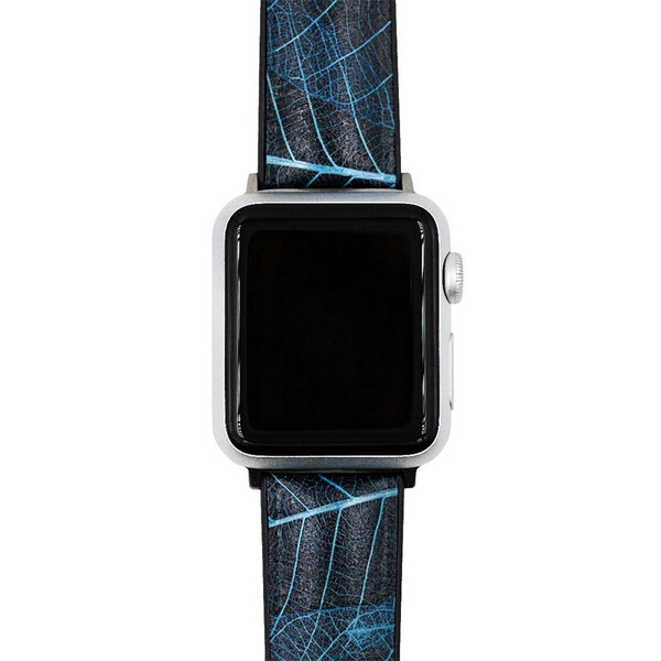Pasek Hirsch Leaf niebieski dla wegan przy smartwatch
