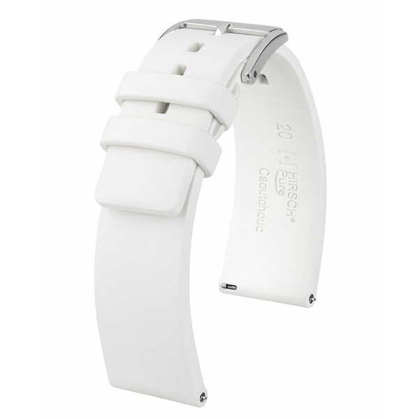 Kauczukowy pasek do zegarka Hirsch Pure kolor biały 18 mm
