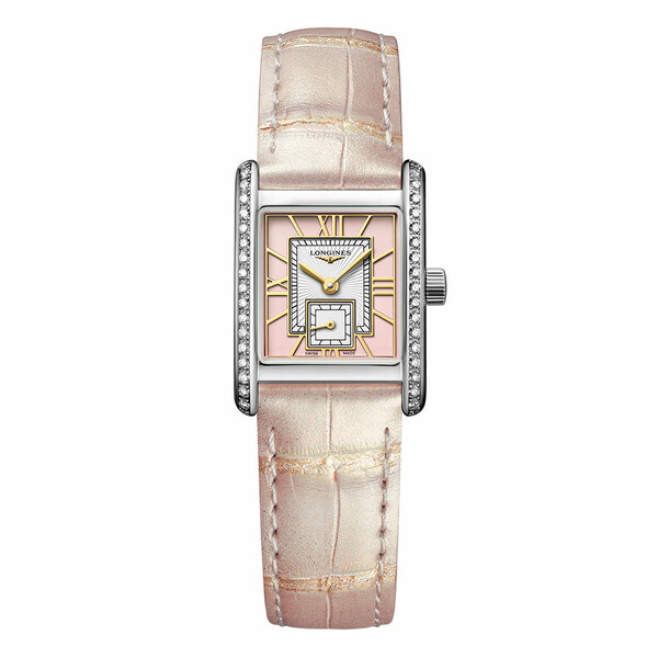 Prostokątny zegarek damski z diamentami Longines DolceVita Mini