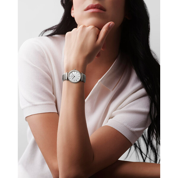 Srebrny zegarek damski na rękę Longines