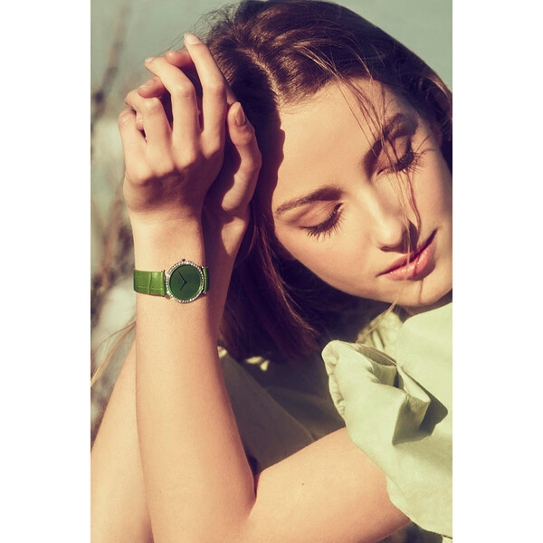 Zegarek damski na zielonym pasku skórzanym Longines