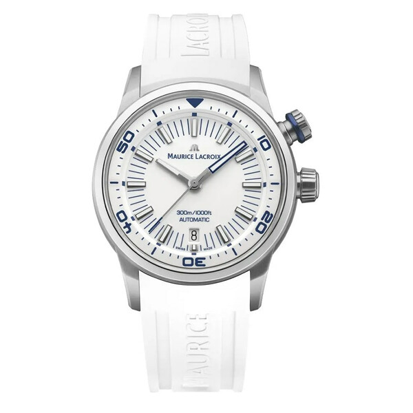 Maurice Lacroix zegarek nurkowy na białym pasku gumowym
