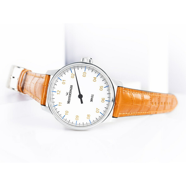 Elegancki zegarek męski na jasnobrązowym pasku skórzanym MeisterSinger